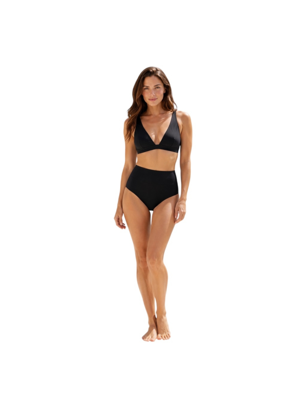 Hilinker Black High Waisted Bikini Set XS NWT Plunge Two Piece Swimsuit